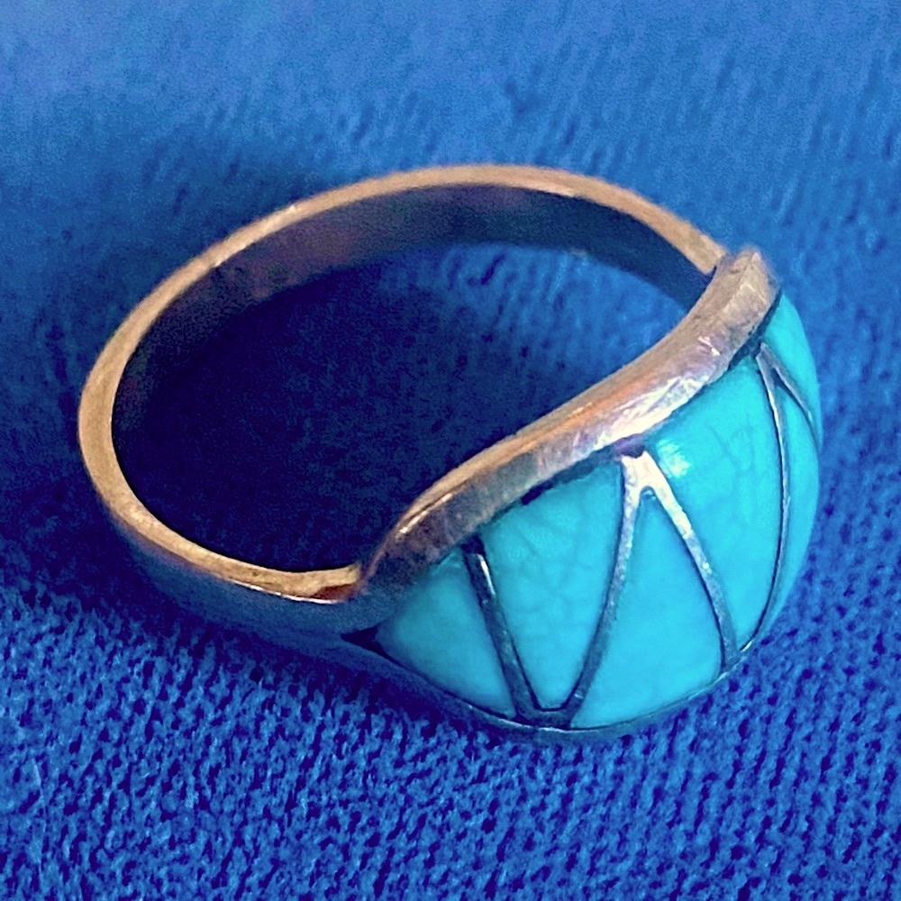 Signed vintage Hopi genuine turquoise & sterling silver ring